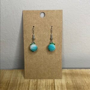 Elegant Turquoise and White Beaded Earrings